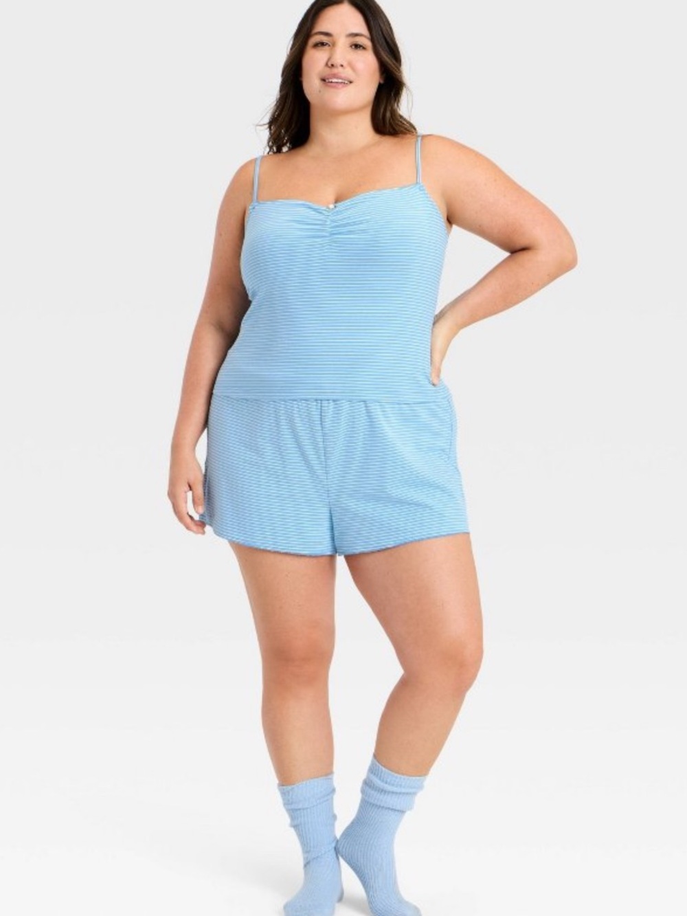 Light Blue Striped PJ set for Women